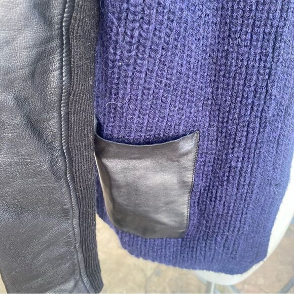 Maje Ornella Al-paca/Wool Blend Lambs Leather cardigan size 1/S - Picture 6 of 9